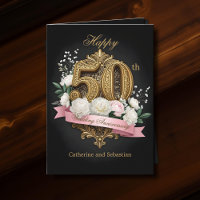 Golden Filigree & Flowers 50th Wedding Anniversary
