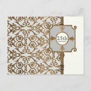 Golden Filigree, Grey - 25th Anniversary Postcard
