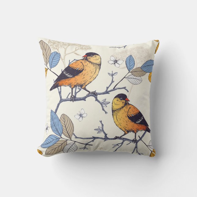 Golden Finch Throw Pillow (Front)