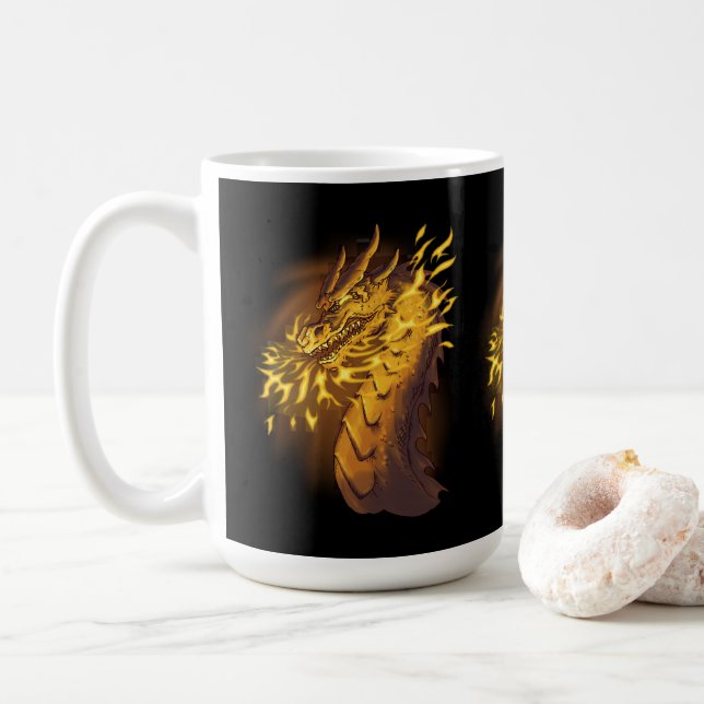 Golden Fire Dragon Coffee Mug (With Donut)