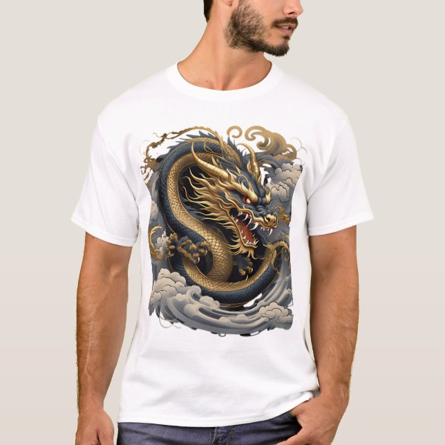 Golden Fire Dragon – Mythical Power  T-Shirt (Front)