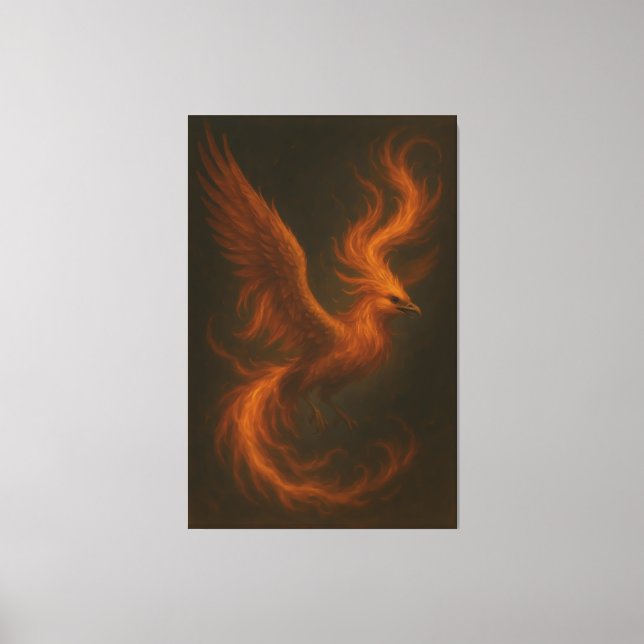Golden Fire Phoenix • Luxury Fine Art Canvas Print (Front)