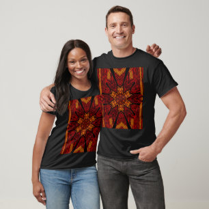 Golden Fire Star Bohemian Floral Graphic T-Shirt