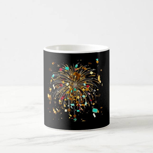 Golden Fireworks & Confetti Celebration Coffee Mug (Center)