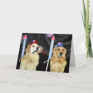 Golden Fireworks for the Fourth of July Card