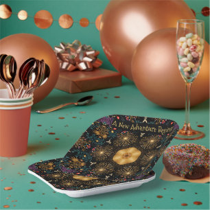 Golden Fireworks Kaleidoscope - New Adventure Paper Plate
