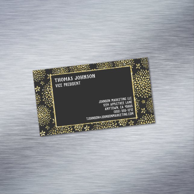 Golden Fireworks Style Seven Line Custom   Magnetic Business Card (In Situ)