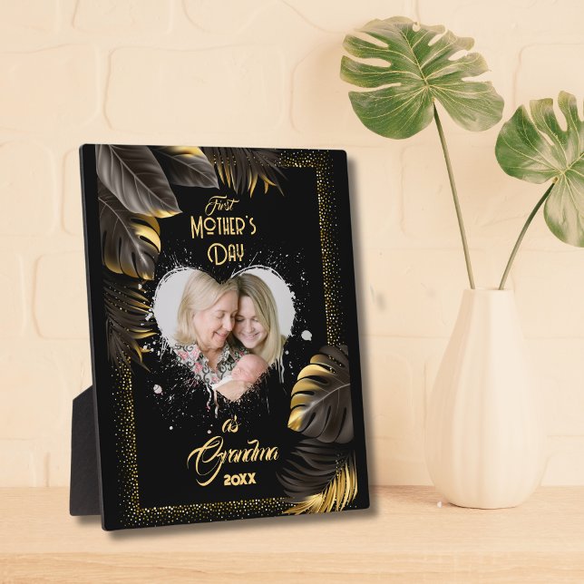 Golden First Mother's day as grandma Photo Plaque (Creator Uploaded)