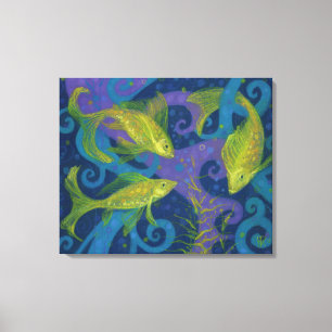Golden Fish, Blue & Yellow, Underwater Canvas Print