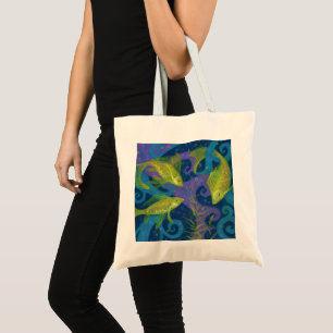 Golden Fish Fishes Underwater Animal Art Painting  Tote Bag