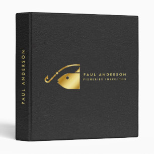 Golden Fish Hook Logo Fisheries Inspector Monogram Binder