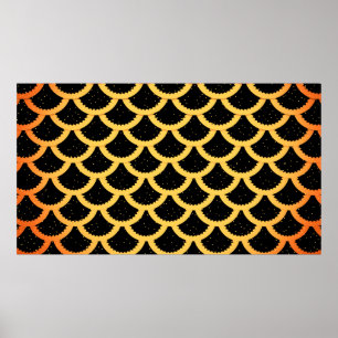 Golden fish scales pattern poster