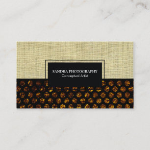 Golden Flake Polka Dots Burlap Texture Business Card