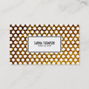 Golden Flake White Polka Dots Business Card
