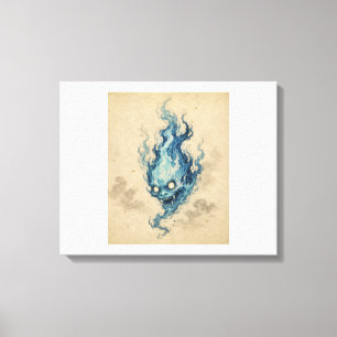 Golden Flame Onibi Spirit Canvas Print