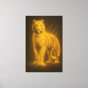 Golden Flame Tiger – Fantasy Art Painting Canvas Print