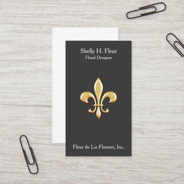 Golden Fleur De Lis Business Card (Front/Back In Situ)