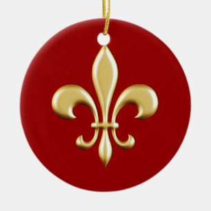 Golden Fleur De Lis Ceramic Ornament