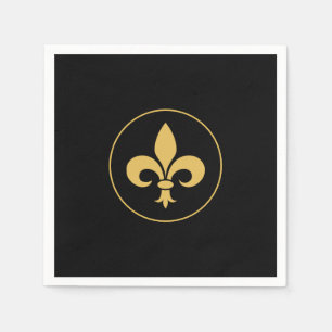 Golden Fleur-de-Lis  on Black Napkin