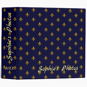 Golden Fleur de Lis on Navy Blue Binder