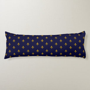 Golden Fleur de Lis on Navy Blue Body Pillow