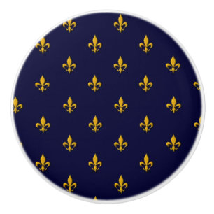 Golden Fleur de Lis on Navy Blue Ceramic Knob