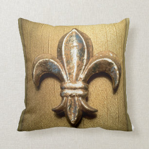 Golden Fleur-de-lis Throw Pillow