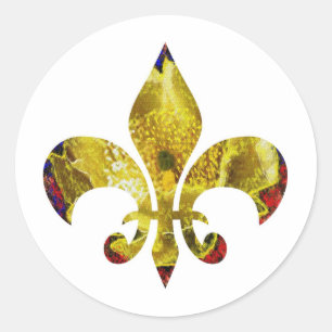Golden Fleur-de-Lis  ;   ZazzleRocks Series Classic Round Sticker