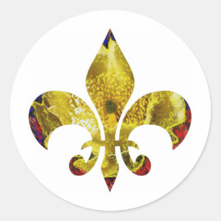 Golden Fleur-de-Lis  ;   ZazzleRocks Series Classic Round Sticker
