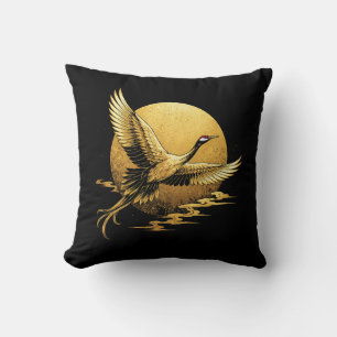 Golden Flight Throw Pillow