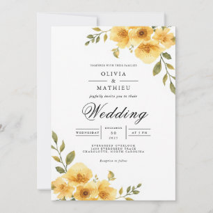 Golden Floral Arch Romance Wedding Invitation