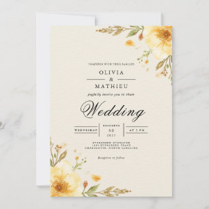 Golden Floral Arch Whimsy Wedding Invitation