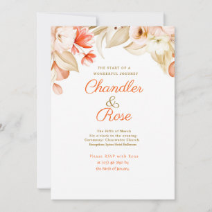 Golden Floral Arrangement Wedding Invitation