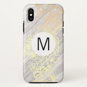 golden floral brown pattern monogram Case-Mate iPhone case