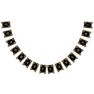 Golden Floral Bunting Flag