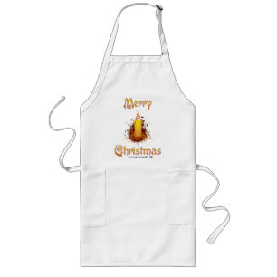 Golden Floral Candle - Merry Christmas Long Apron