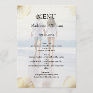 Golden Floral Custom Photo Wedding Menu