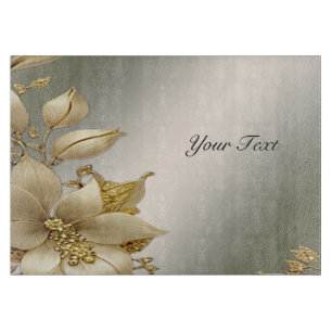 Golden Floral Cutting Board