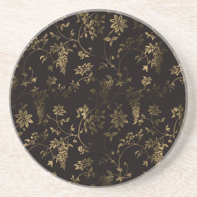 Golden floral decoration coaster (Front)