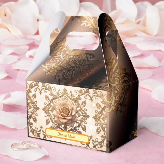 "Golden Floral Delight" Favor Box (Wedding)