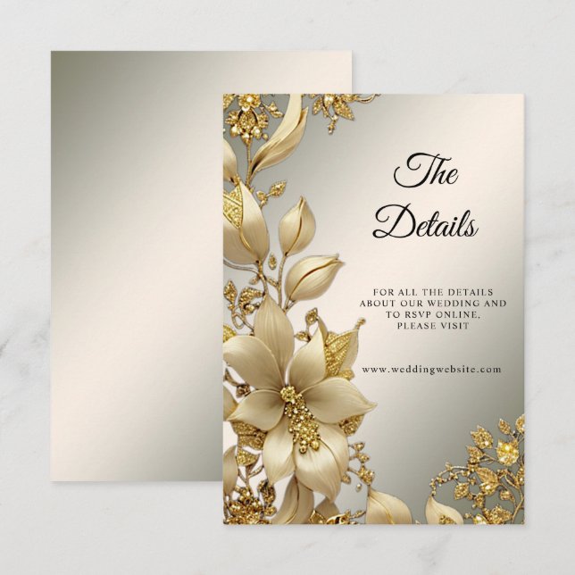 Golden Floral Detail Enclosure Card (Front/Back)