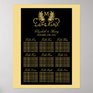Golden Floral Emblem Wedding Seating Chart