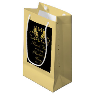 Golden Floral Emblem Wedding Small Gift Bag
