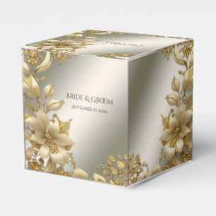 Golden Floral Favour Box