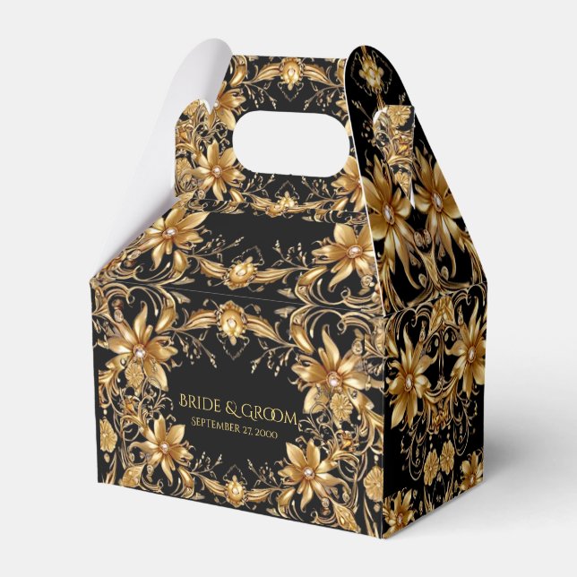 Golden Floral Favour Box (Front Side)