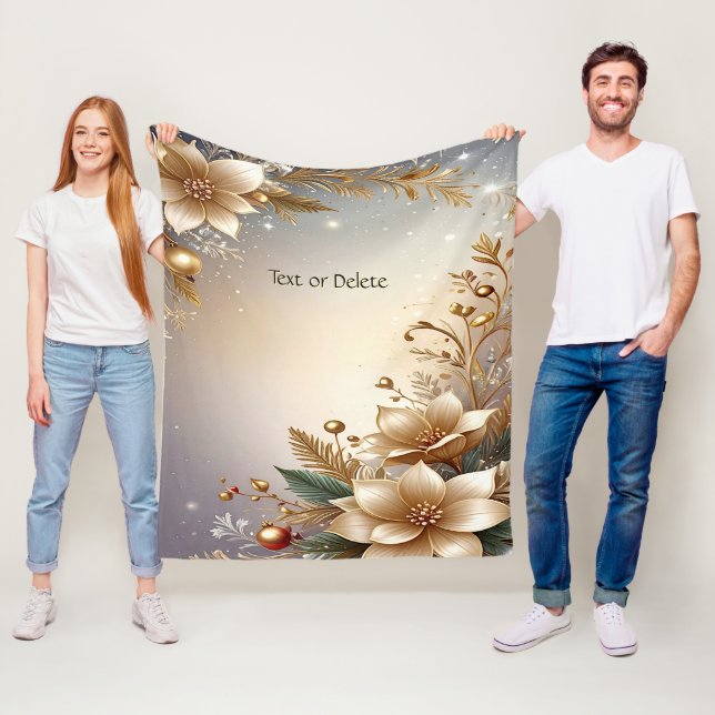 Golden Floral Fleece Blanket (In Situ)