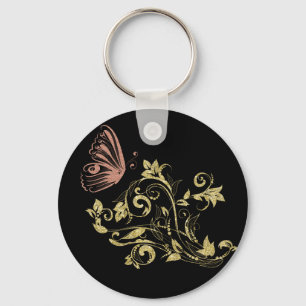 golden floral keychain