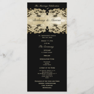 Golden Floral Lace Wedding Program