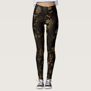 Golden floral leggings