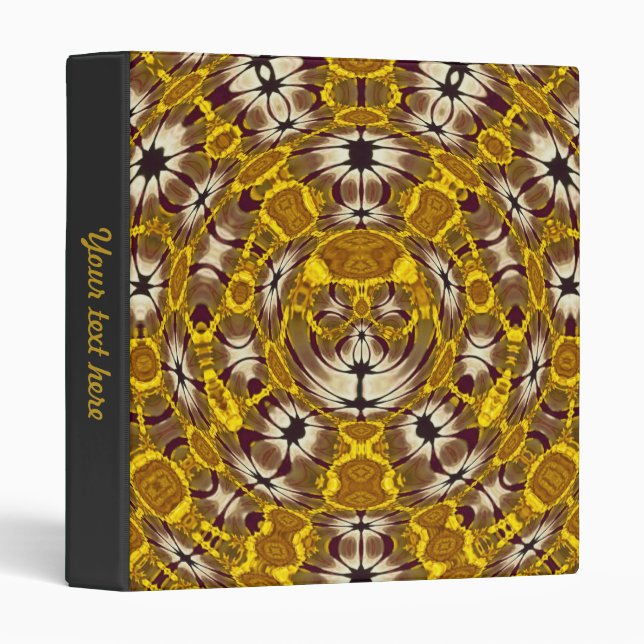 Golden Floral Mandala Boho Pattern Binder (Front/Spine)